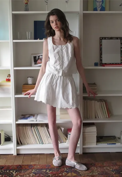 Scalloped Hem Sleeveless Top and Skirt Set