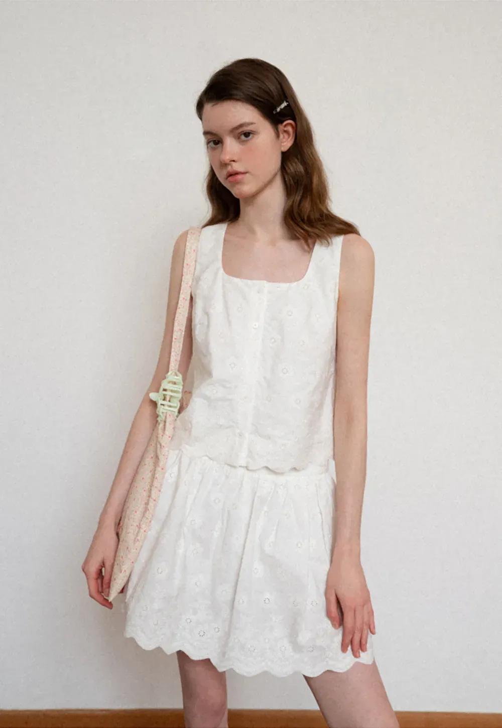 Scalloped Hem Sleeveless Top and Skirt Set