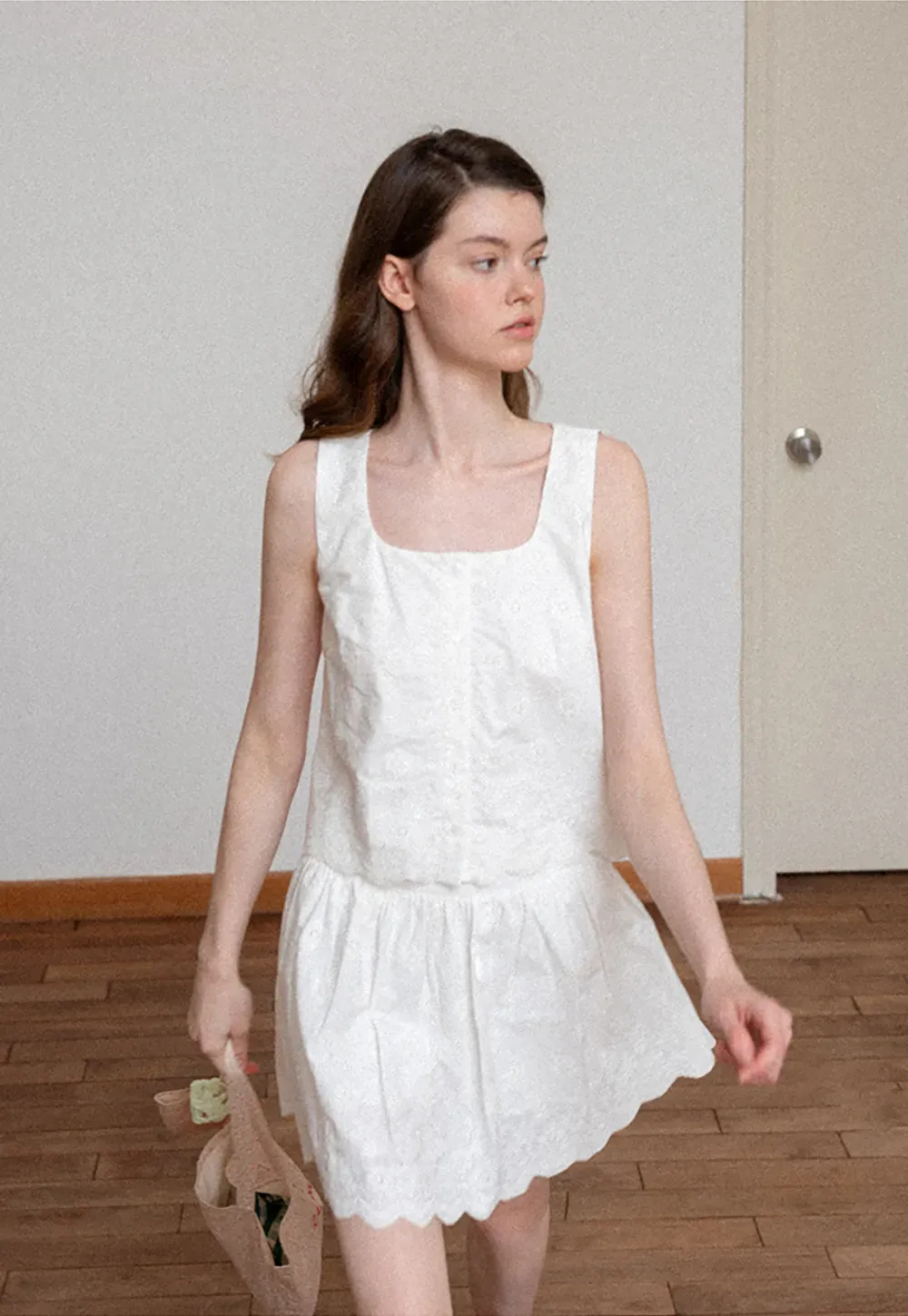 Scalloped Hem Sleeveless Top and Skirt Set