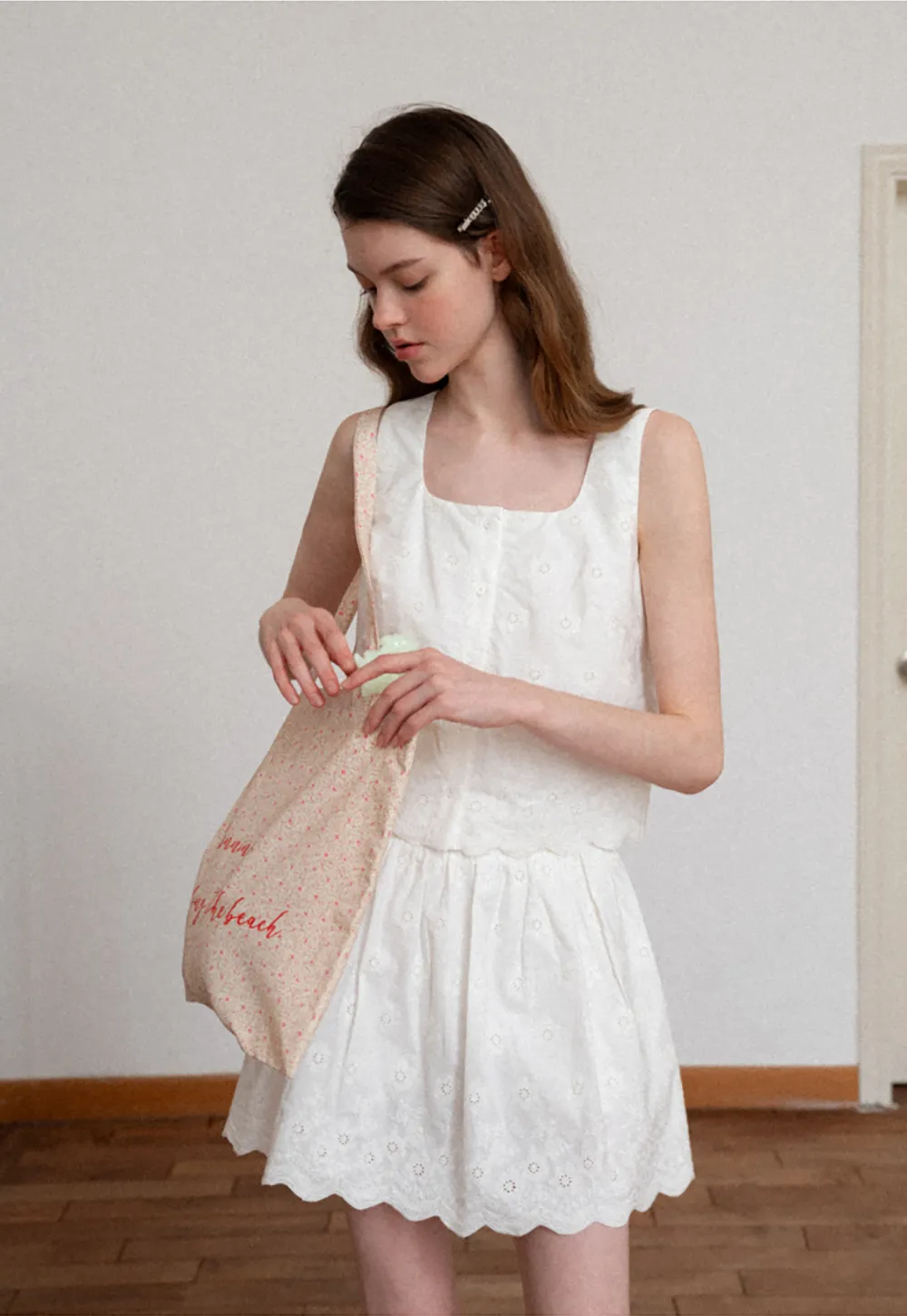 Scalloped Hem Sleeveless Top and Skirt Set