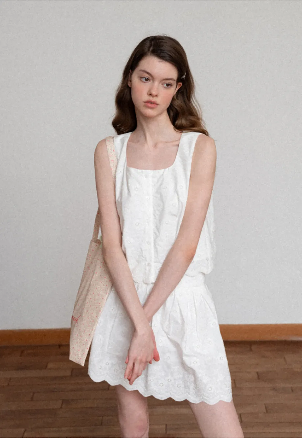 Scalloped Hem Sleeveless Top and Skirt Set