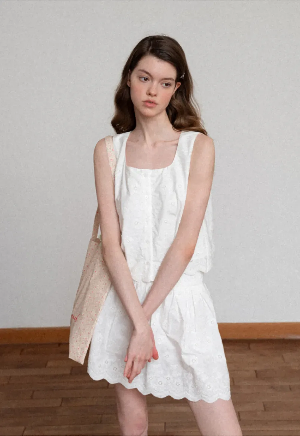 Scalloped Hem Sleeveless Top and Skirt Set