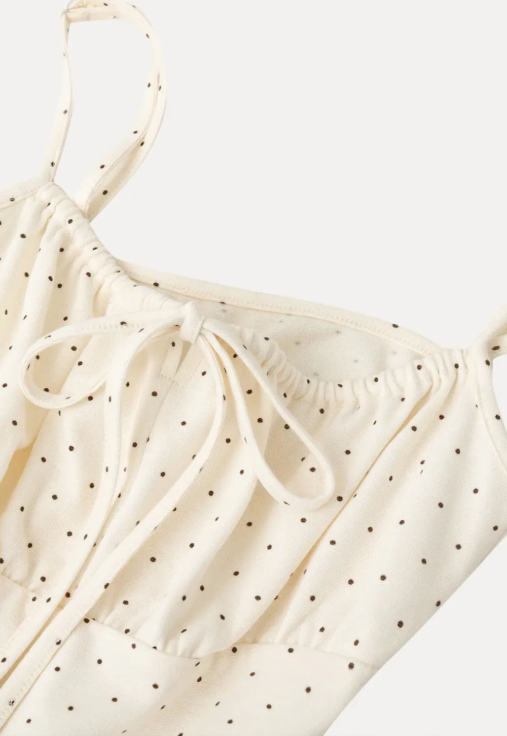 Polka Dot Drawstring Square Neck Tank Top