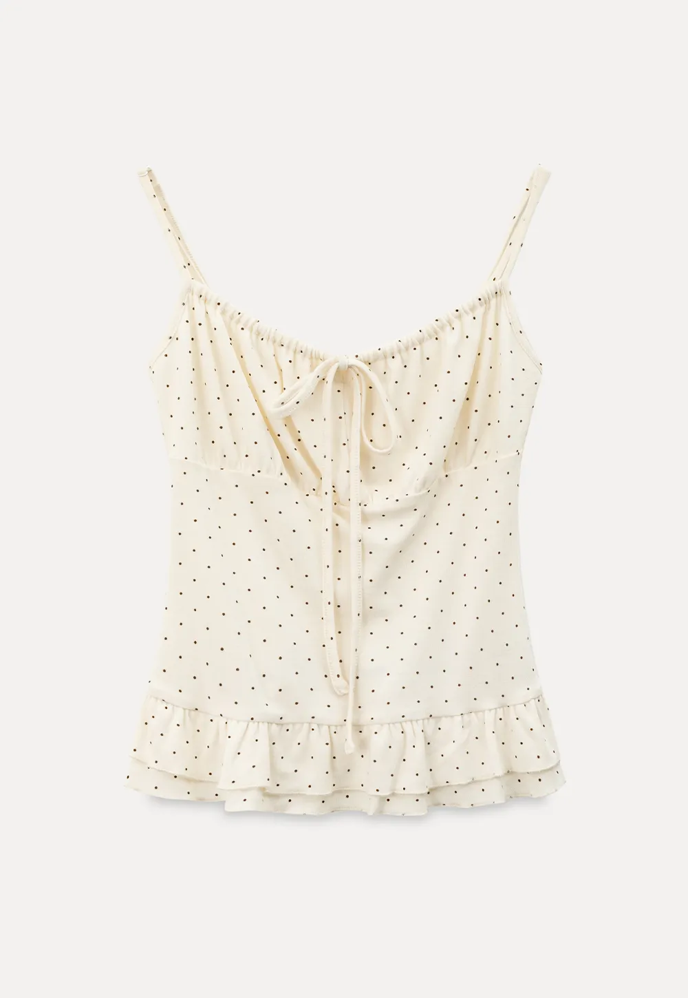 Polka Dot Drawstring Square Neck Tank Top