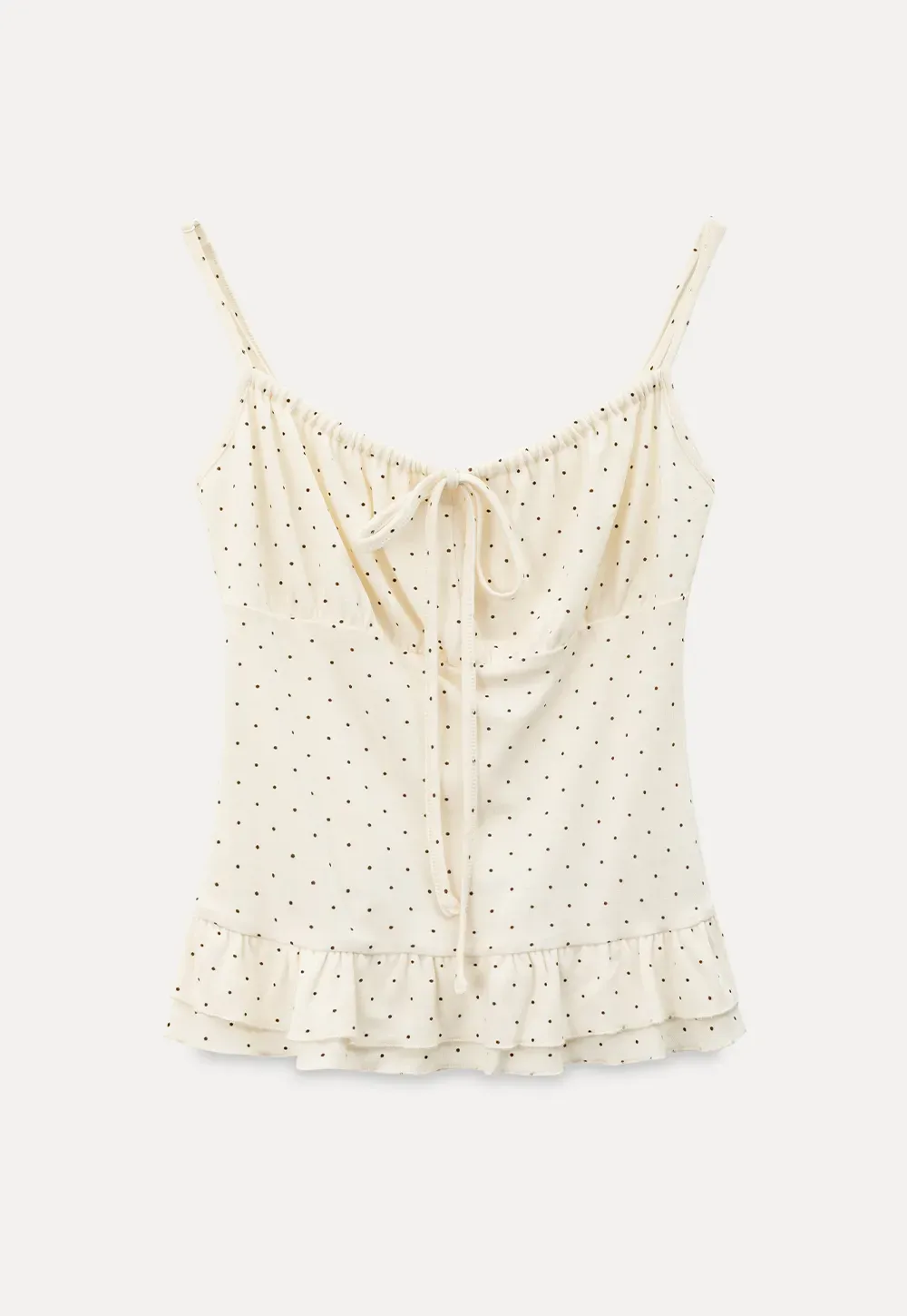 Polka Dot Drawstring Square Neck Tank Top