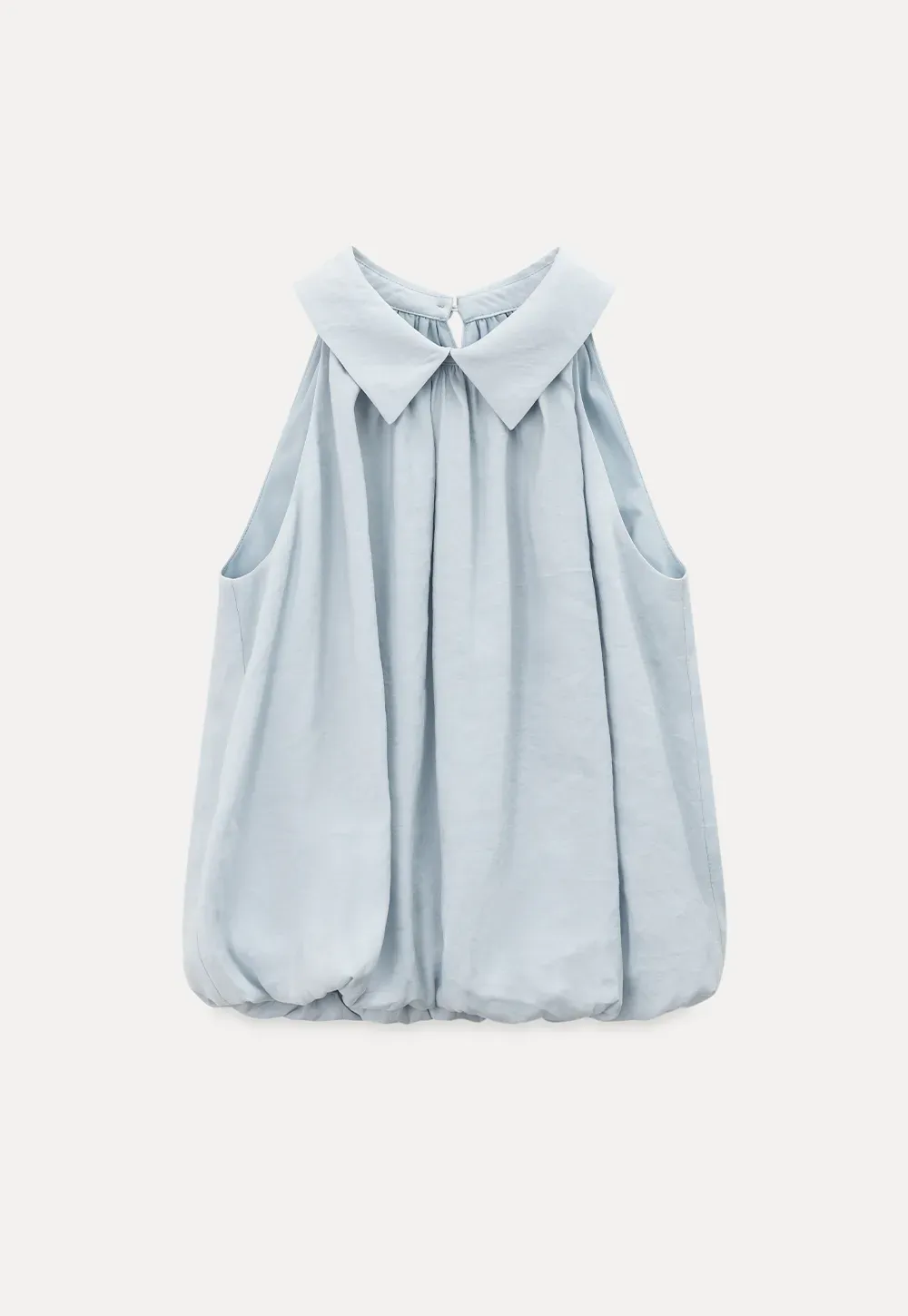 Collarless halter top with lace hem skirt