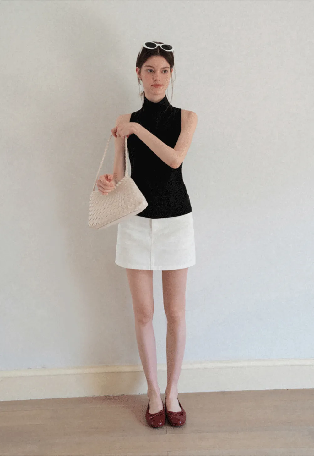 Back Cross Strap High Neck Sleeveless Top