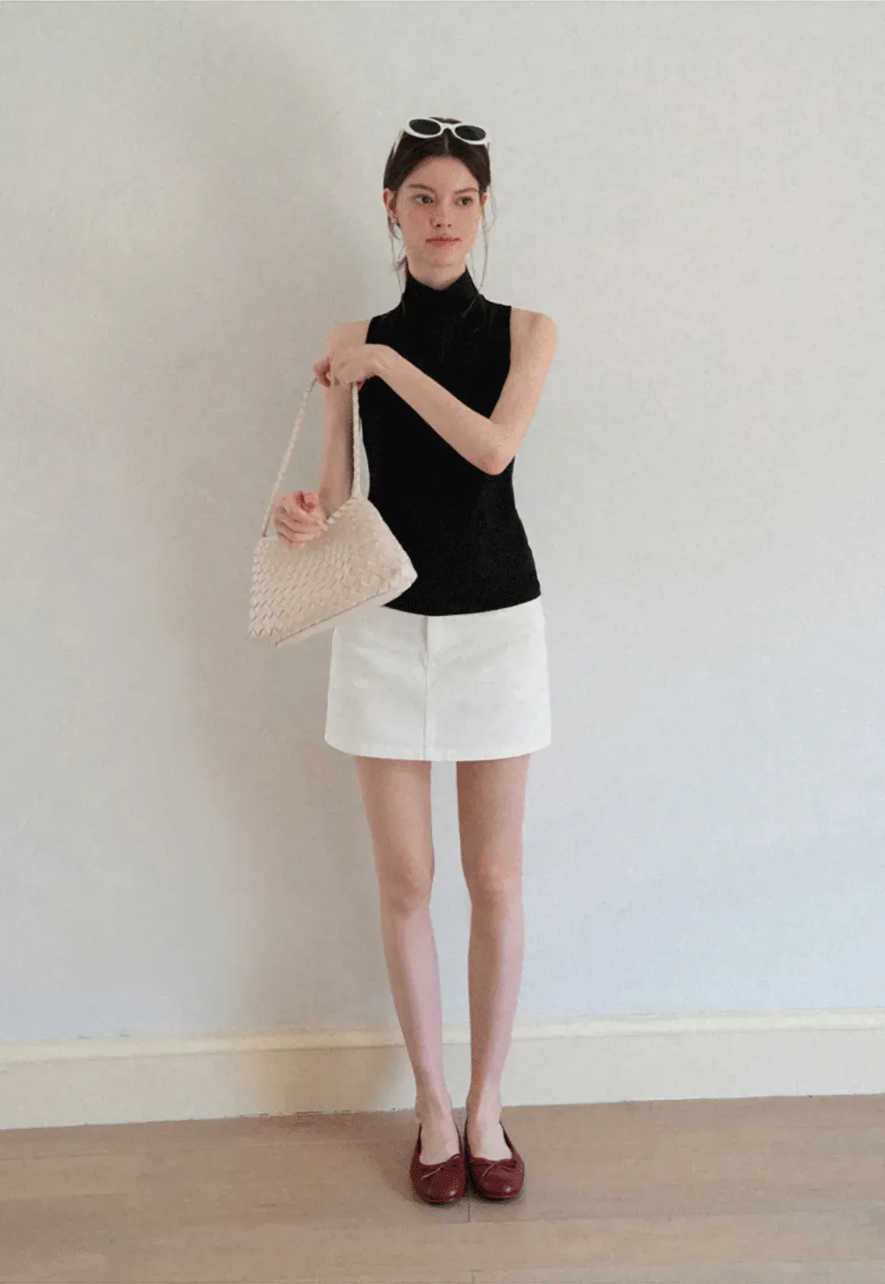 Back Cross Strap High Neck Sleeveless Top