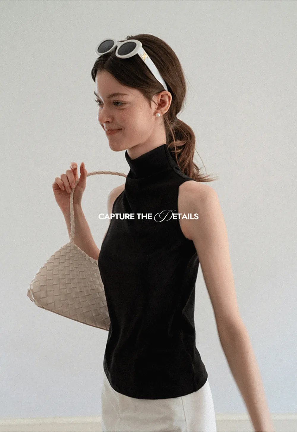 Back Cross Strap High Neck Sleeveless Top