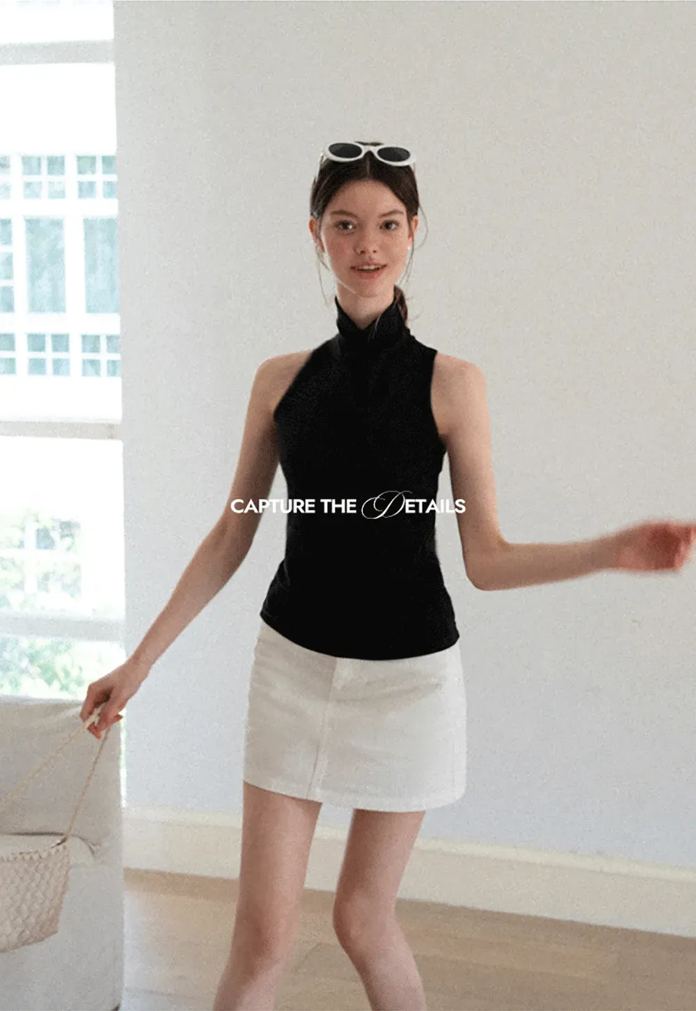 Back Cross Strap High Neck Sleeveless Top