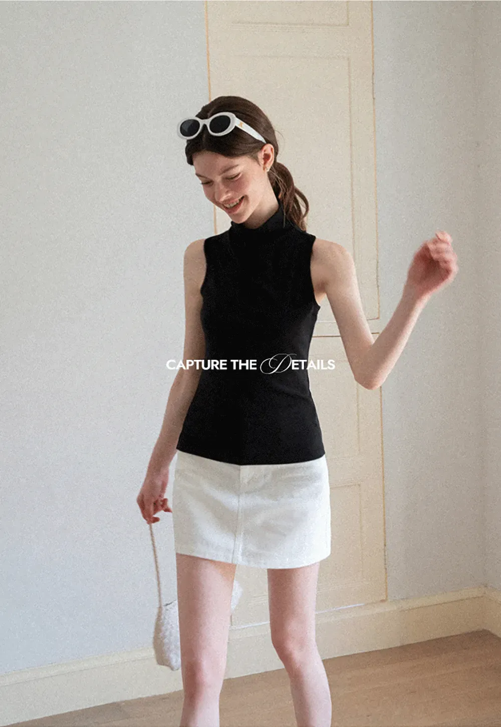 Back Cross Strap High Neck Sleeveless Top