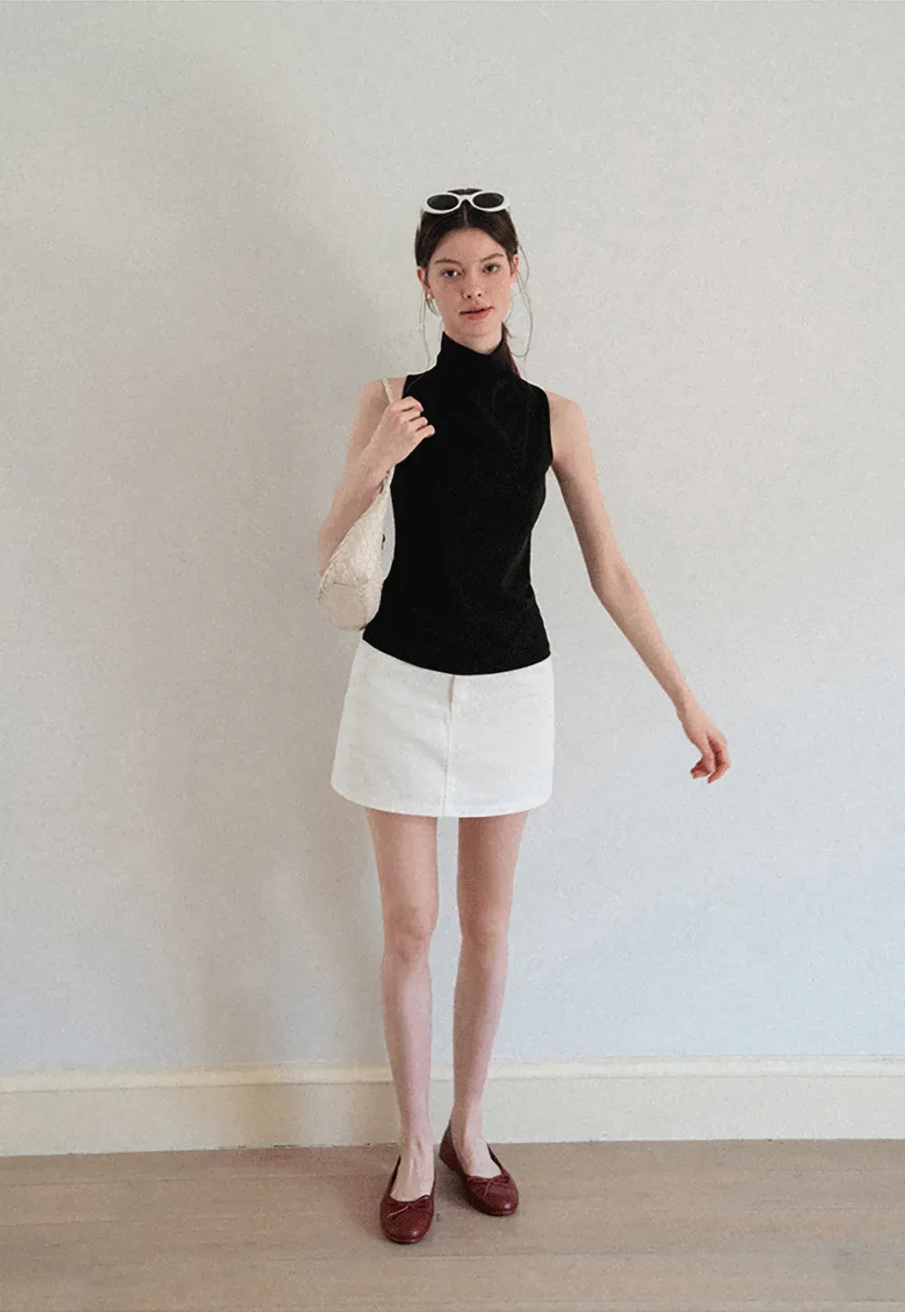 Back Cross Strap High Neck Sleeveless Top