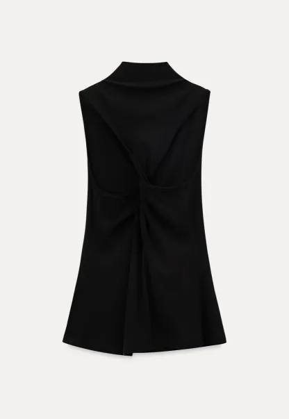 Back Cross Strap High Neck Sleeveless Top