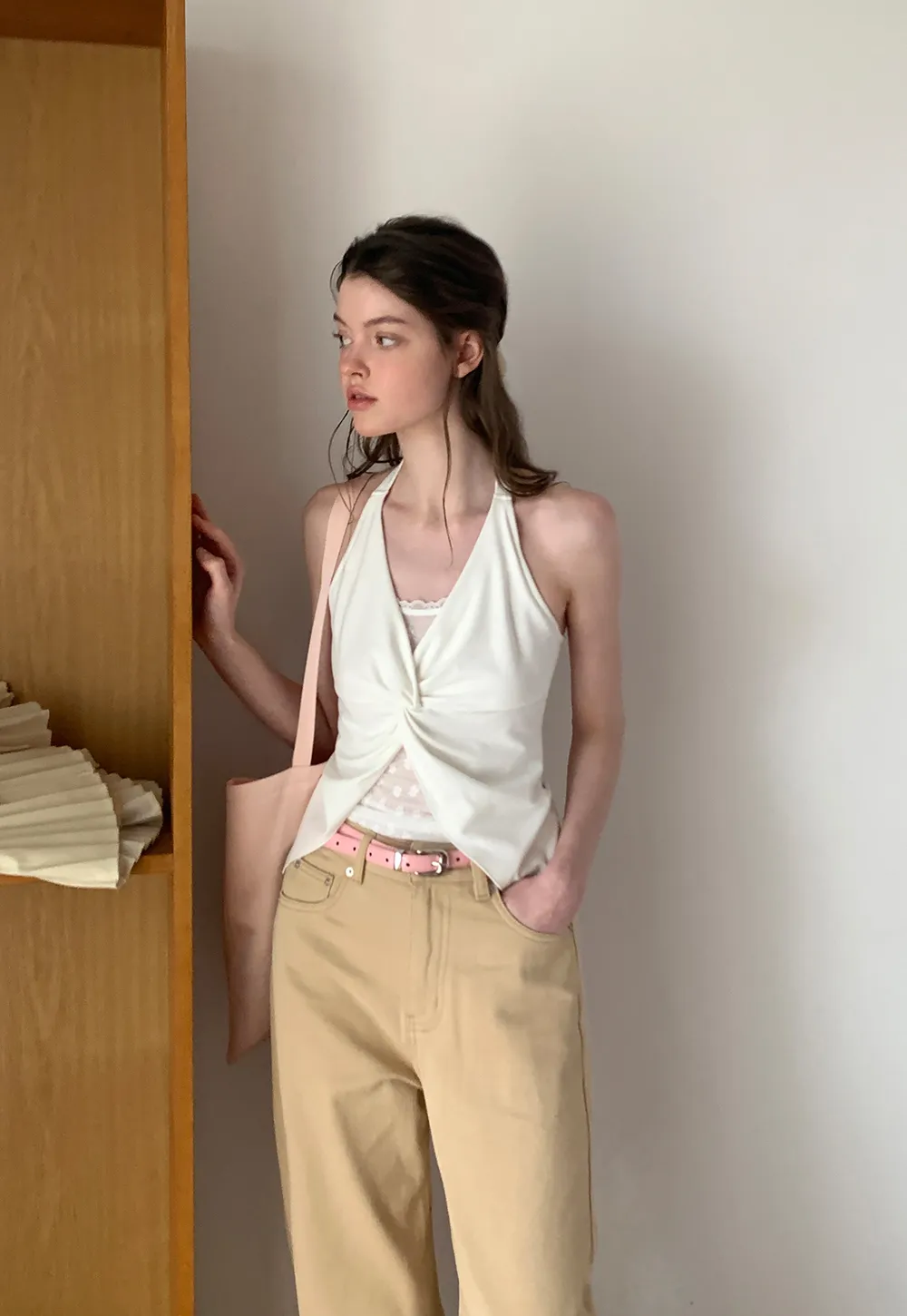 Twist Front Halter Neck Tank Top