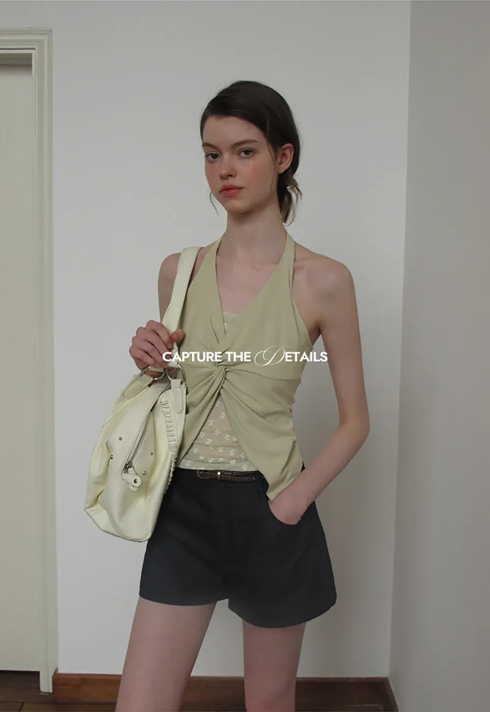 Twist Front Halter Neck Tank Top