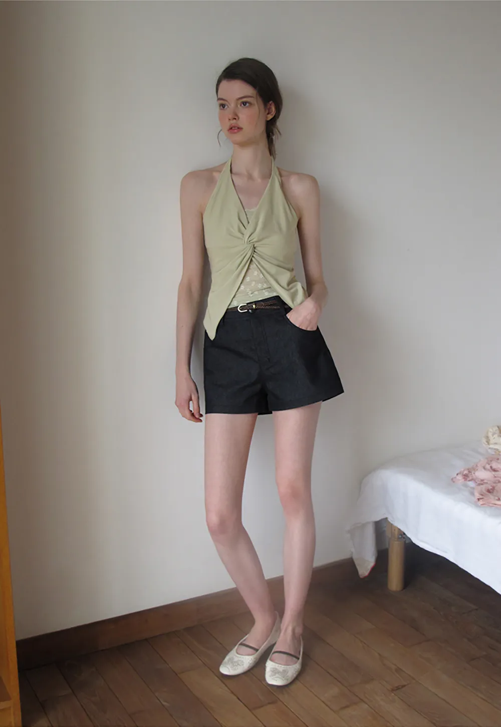 Twist Front Halter Neck Tank Top