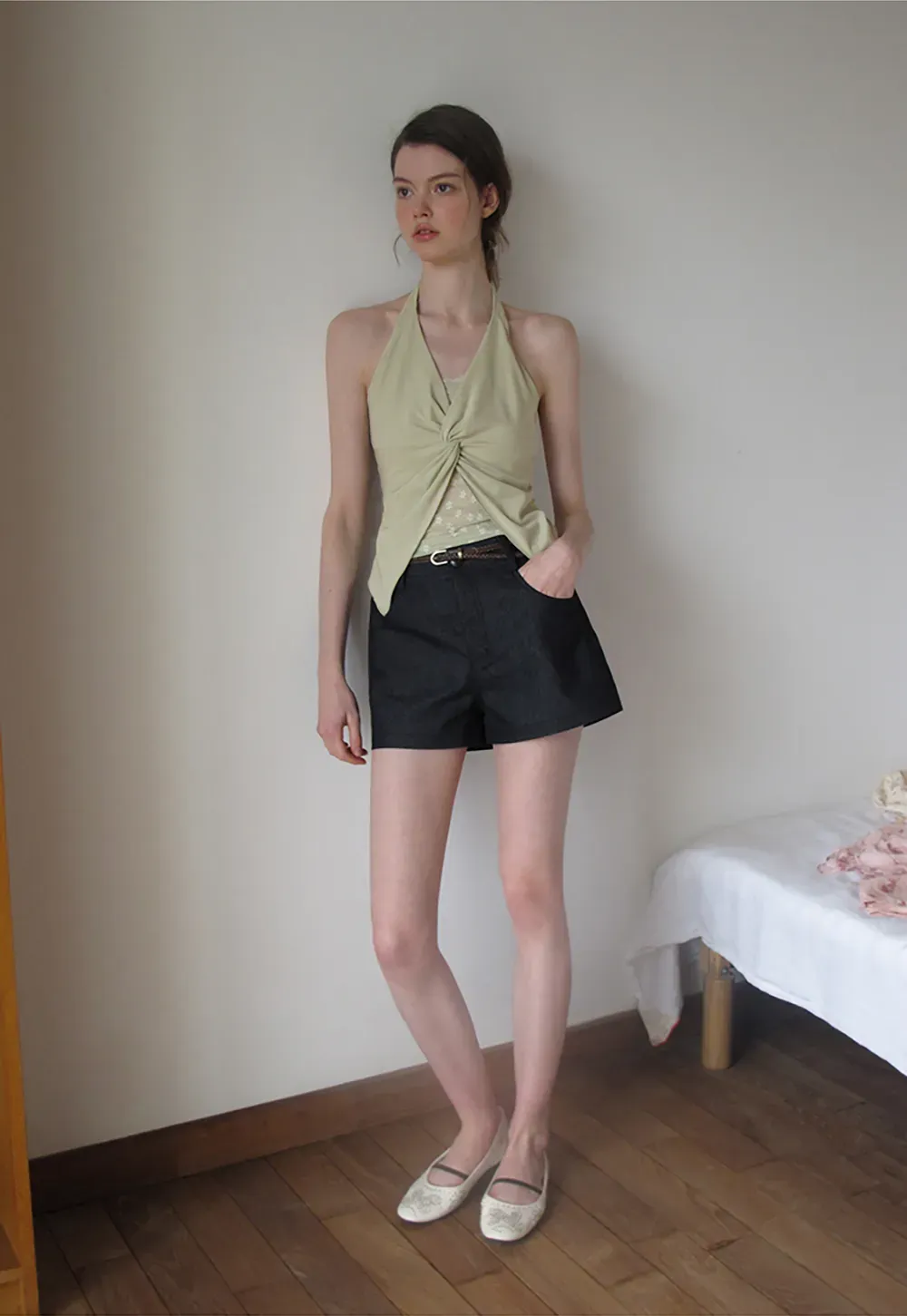 Twist Front Halter Neck Tank Top