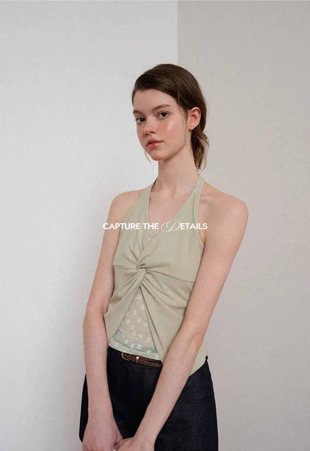 Twist Front Halter Neck Tank Top