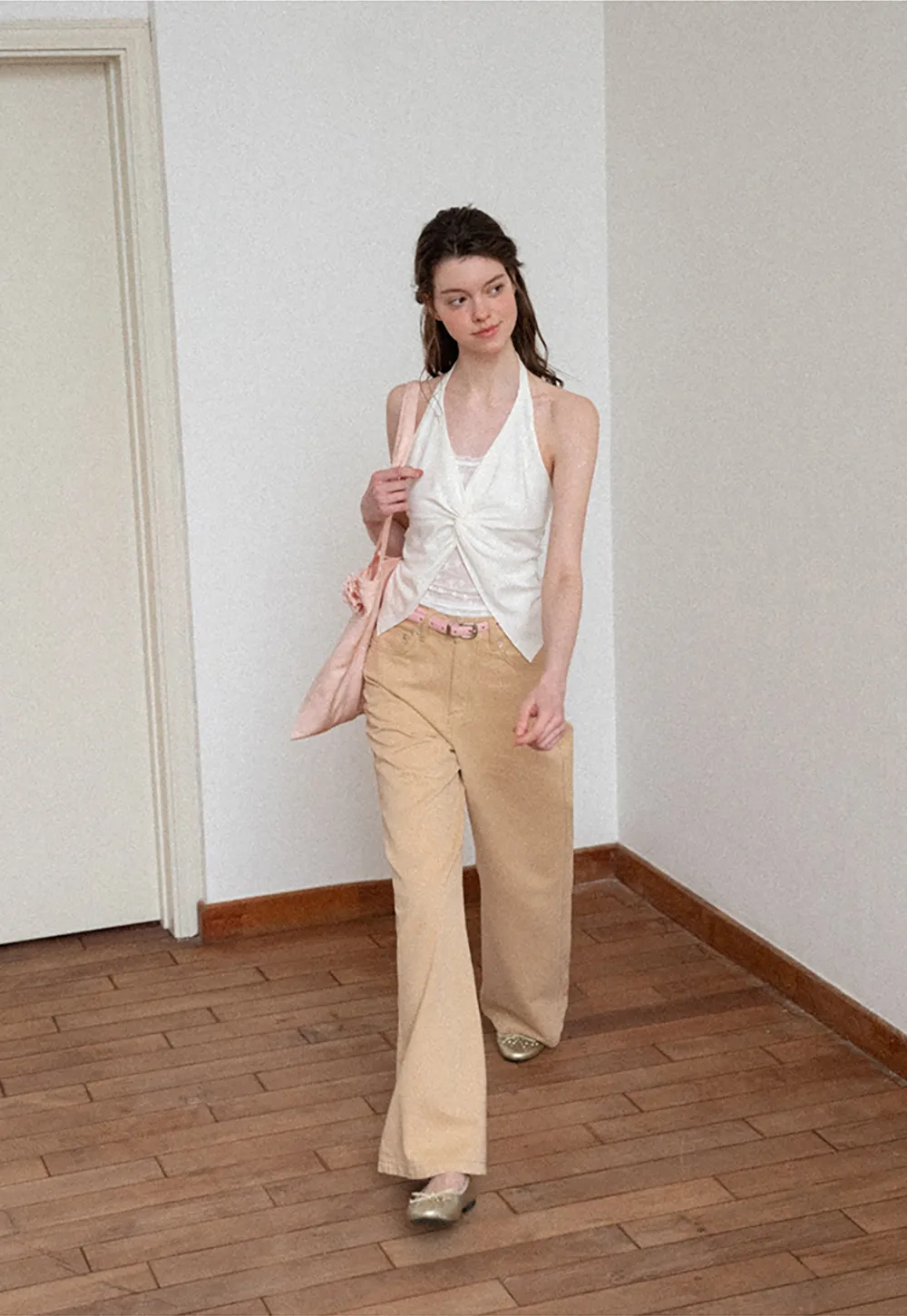 Twist Front Halter Neck Tank Top