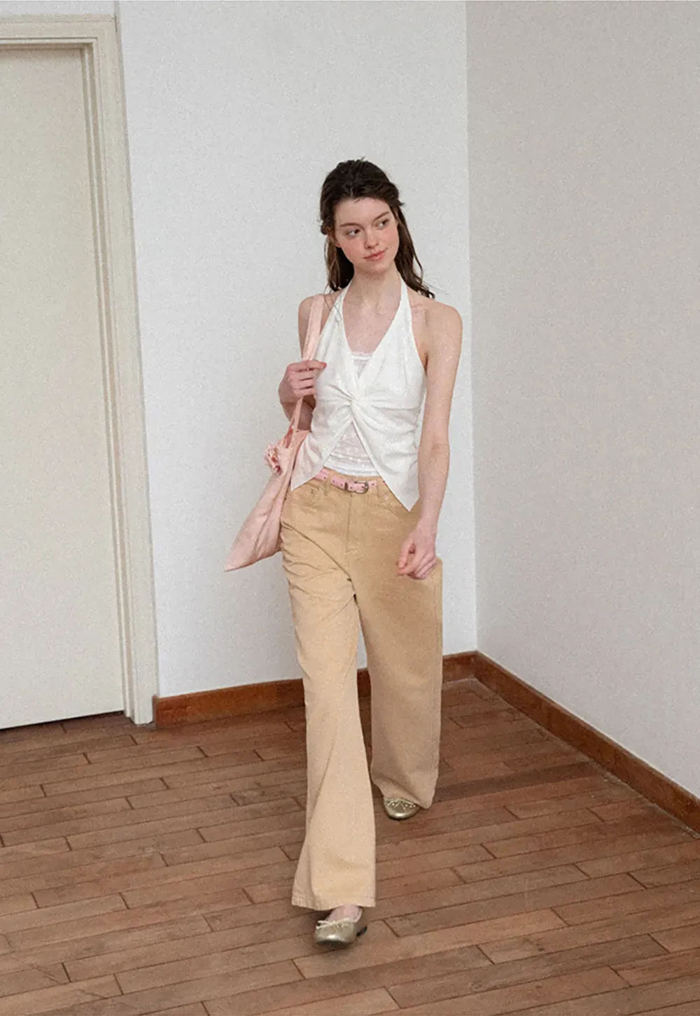 Twist Front Halter Neck Tank Top