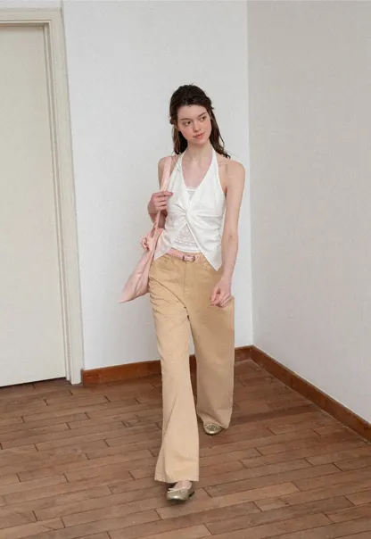 Twist Front Halter Neck Tank Top