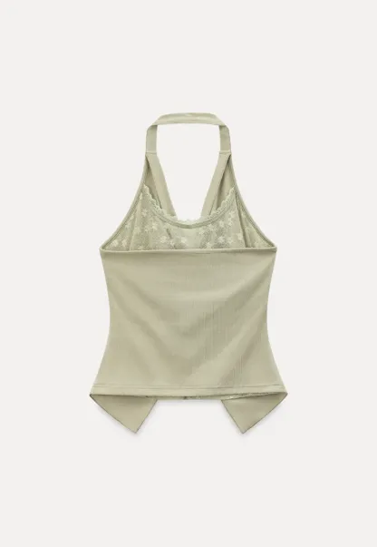 Twist Front Halter Neck Tank Top