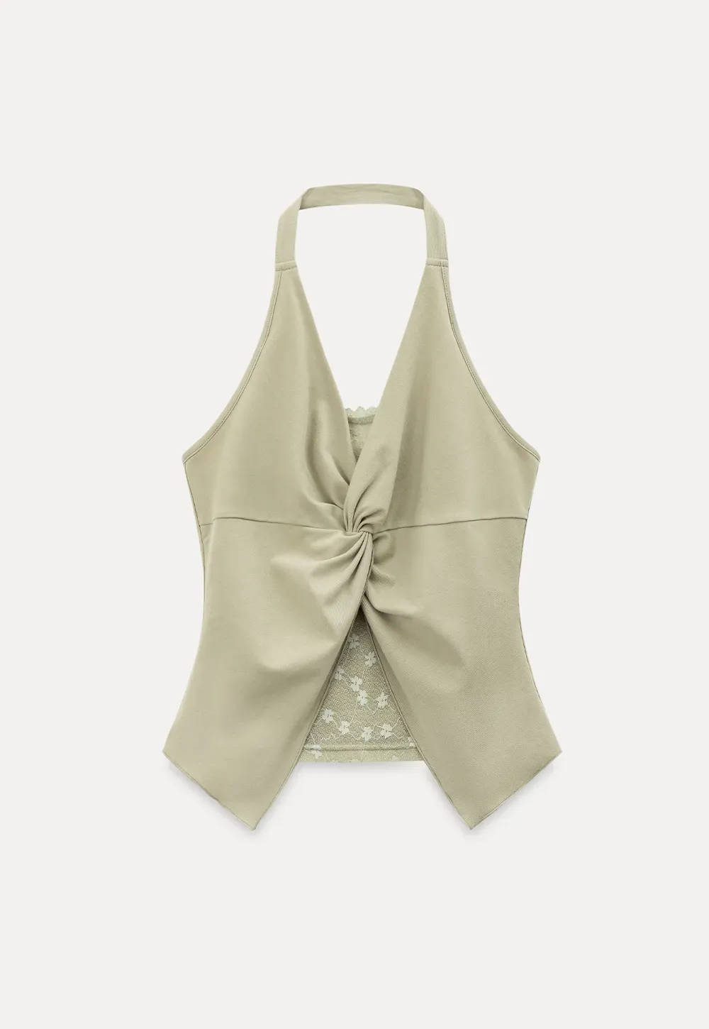 Twist Front Halter Neck Tank Top