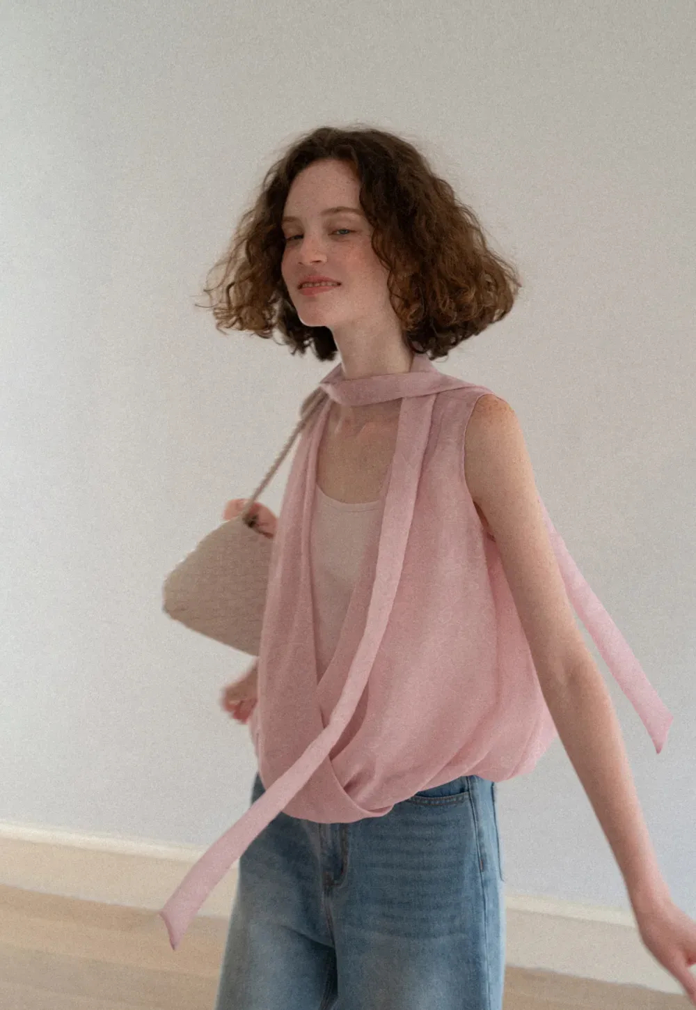 Wrap Neck Draped Sleeveless Top