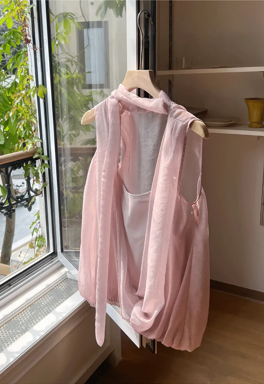 Wrap Neck Draped Sleeveless Top