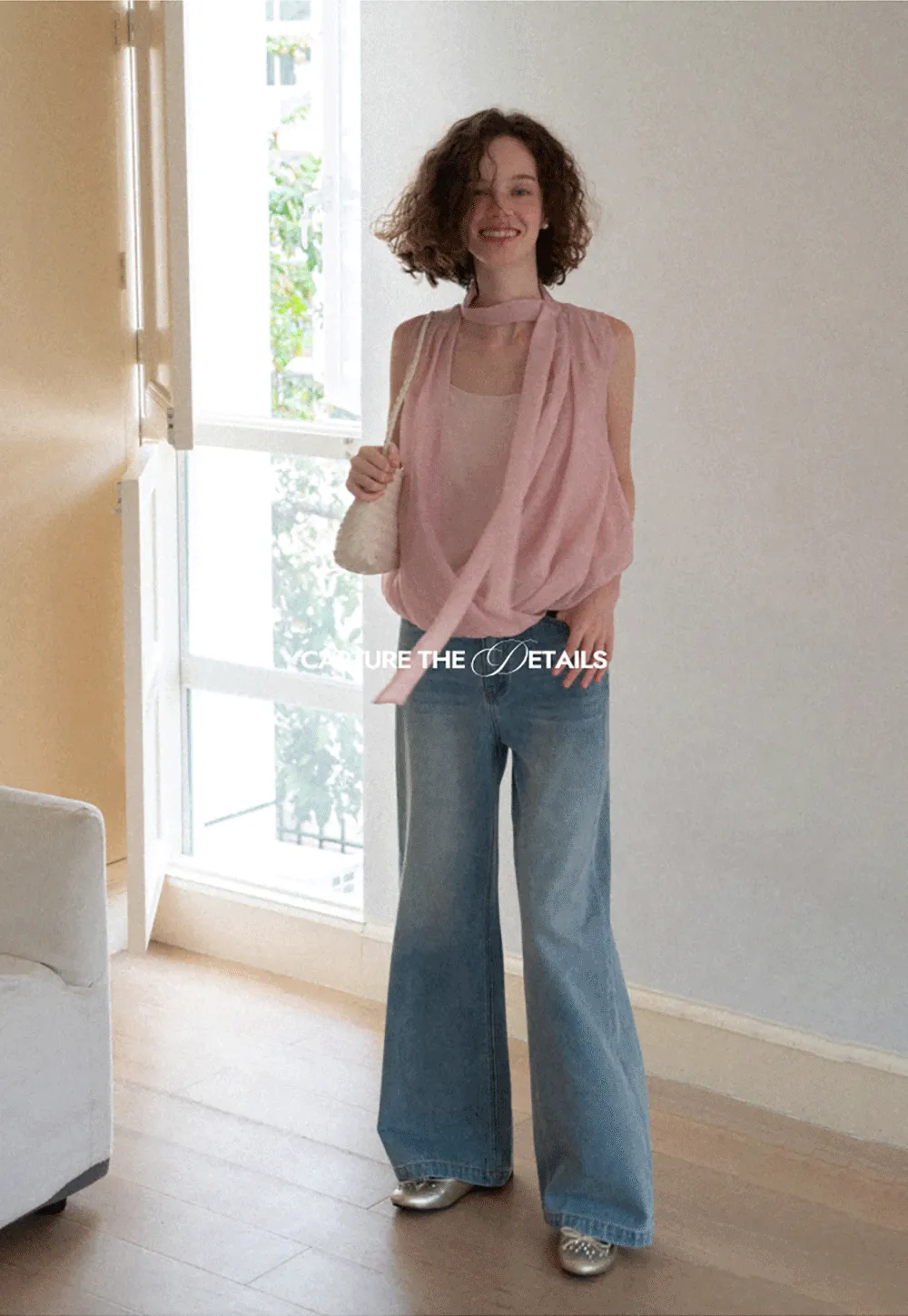 Wrap Neck Draped Sleeveless Top