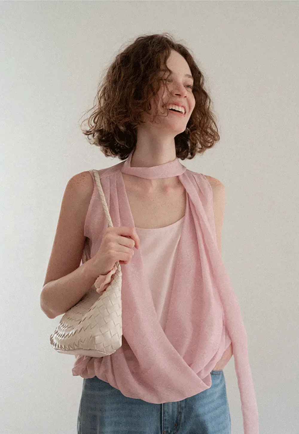 Wrap Neck Draped Sleeveless Top