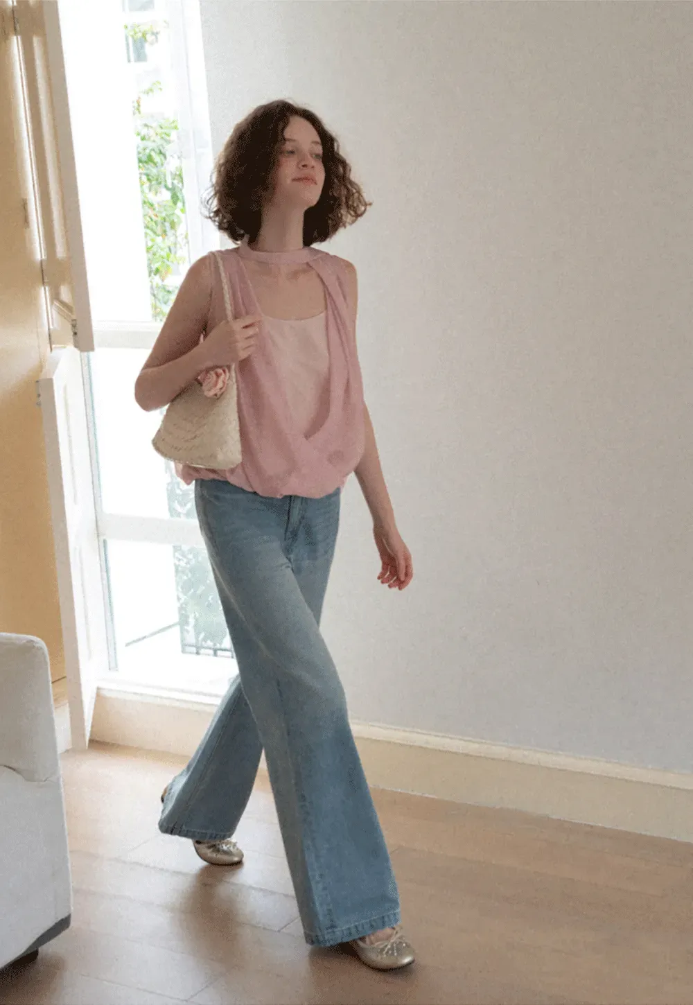 Wrap Neck Draped Sleeveless Top