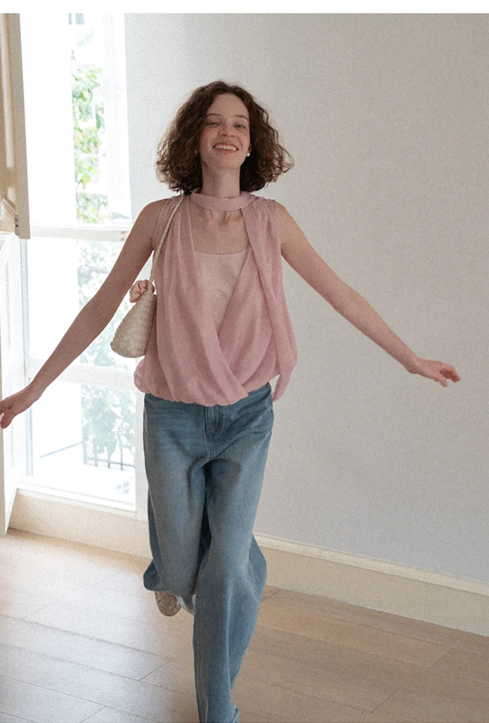 Wrap Neck Draped Sleeveless Top