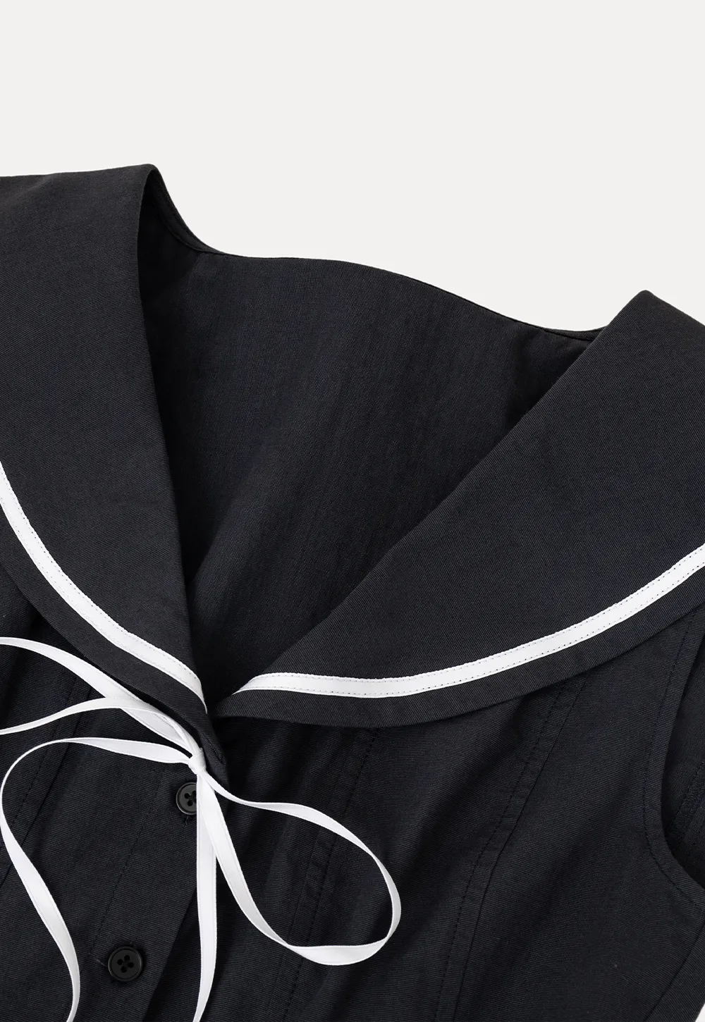 Sailor Collar Drawstring Front Sleeveless Top
