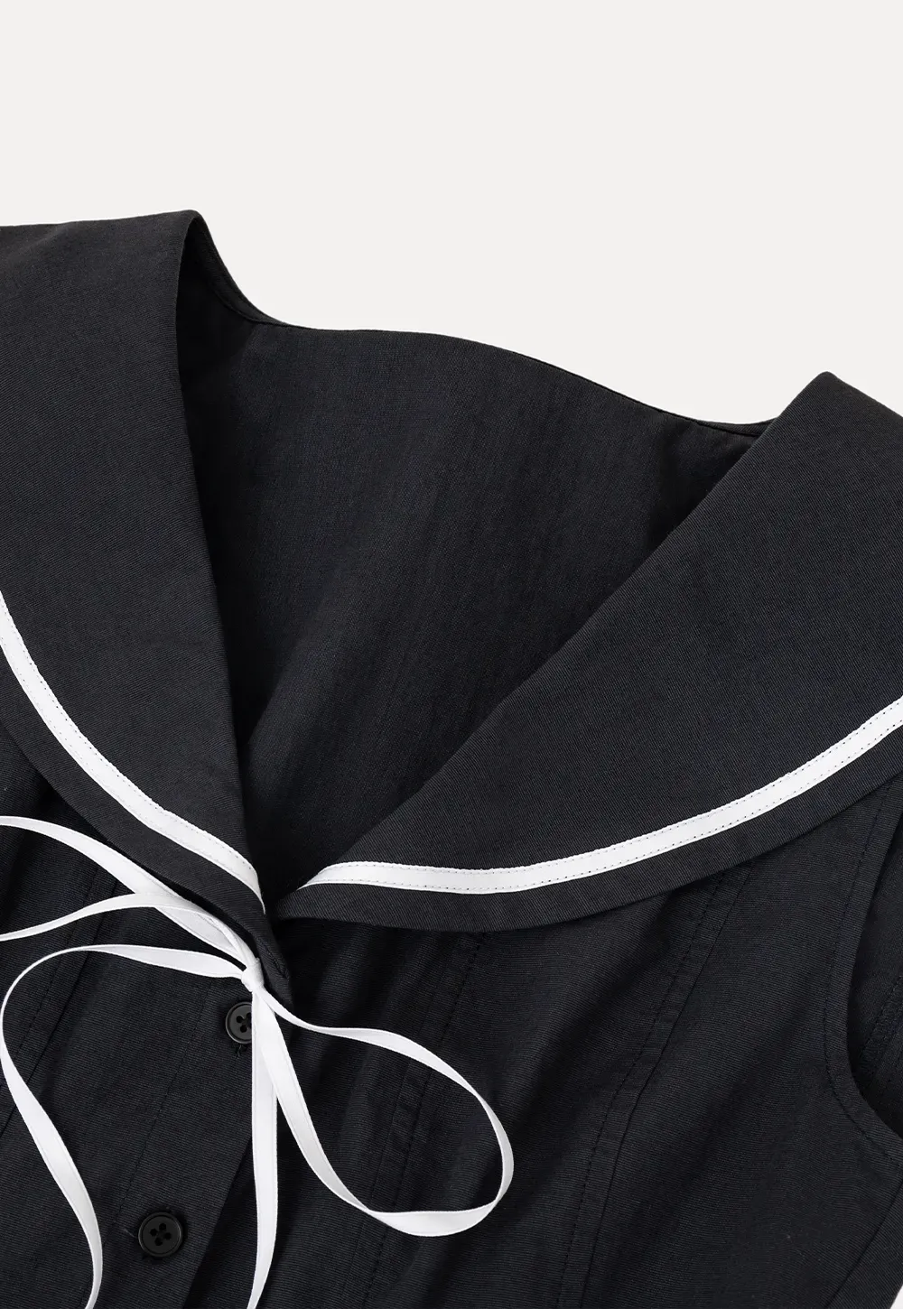 Sailor Collar Drawstring Front Sleeveless Top