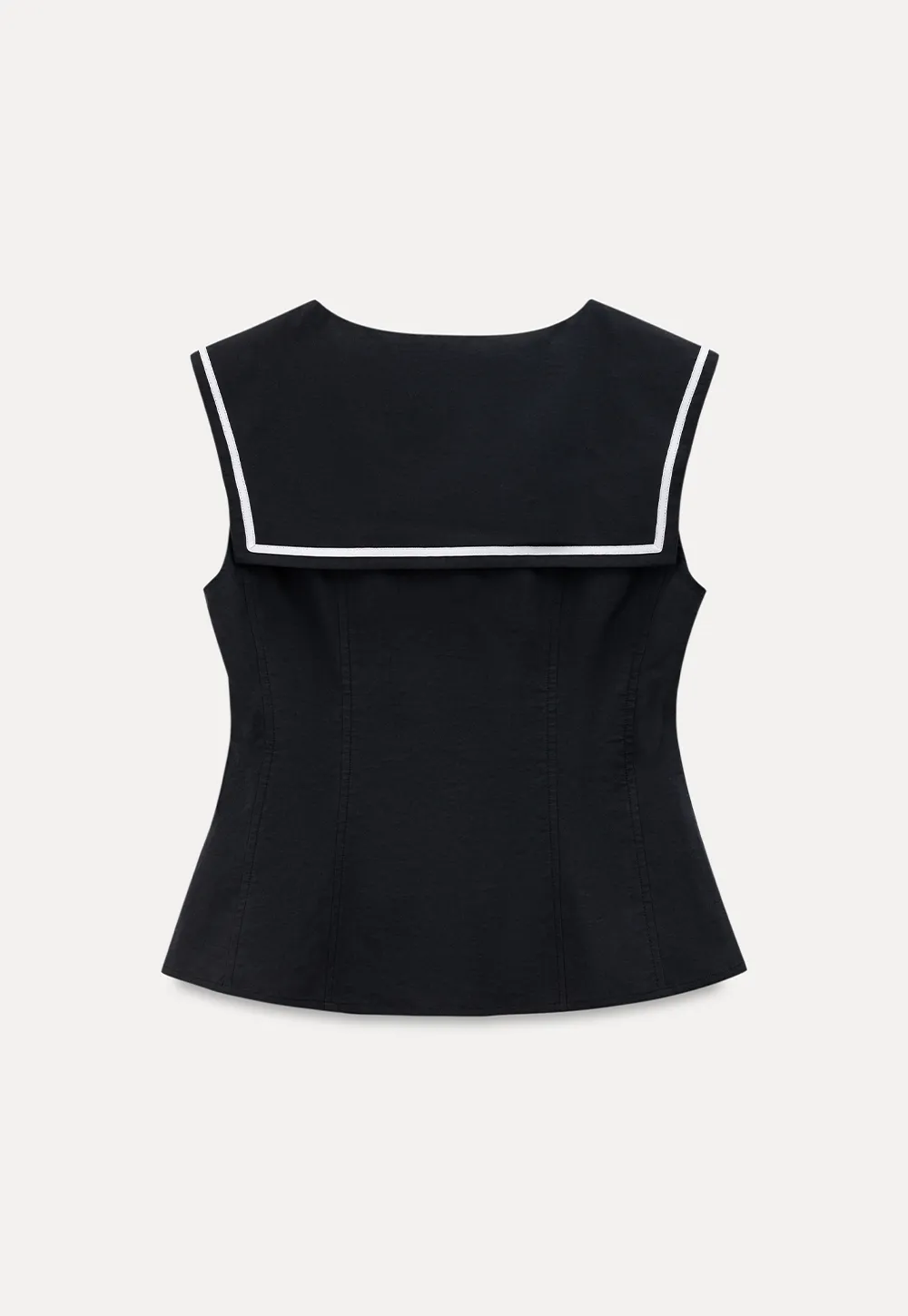 Sailor Collar Drawstring Front Sleeveless Top