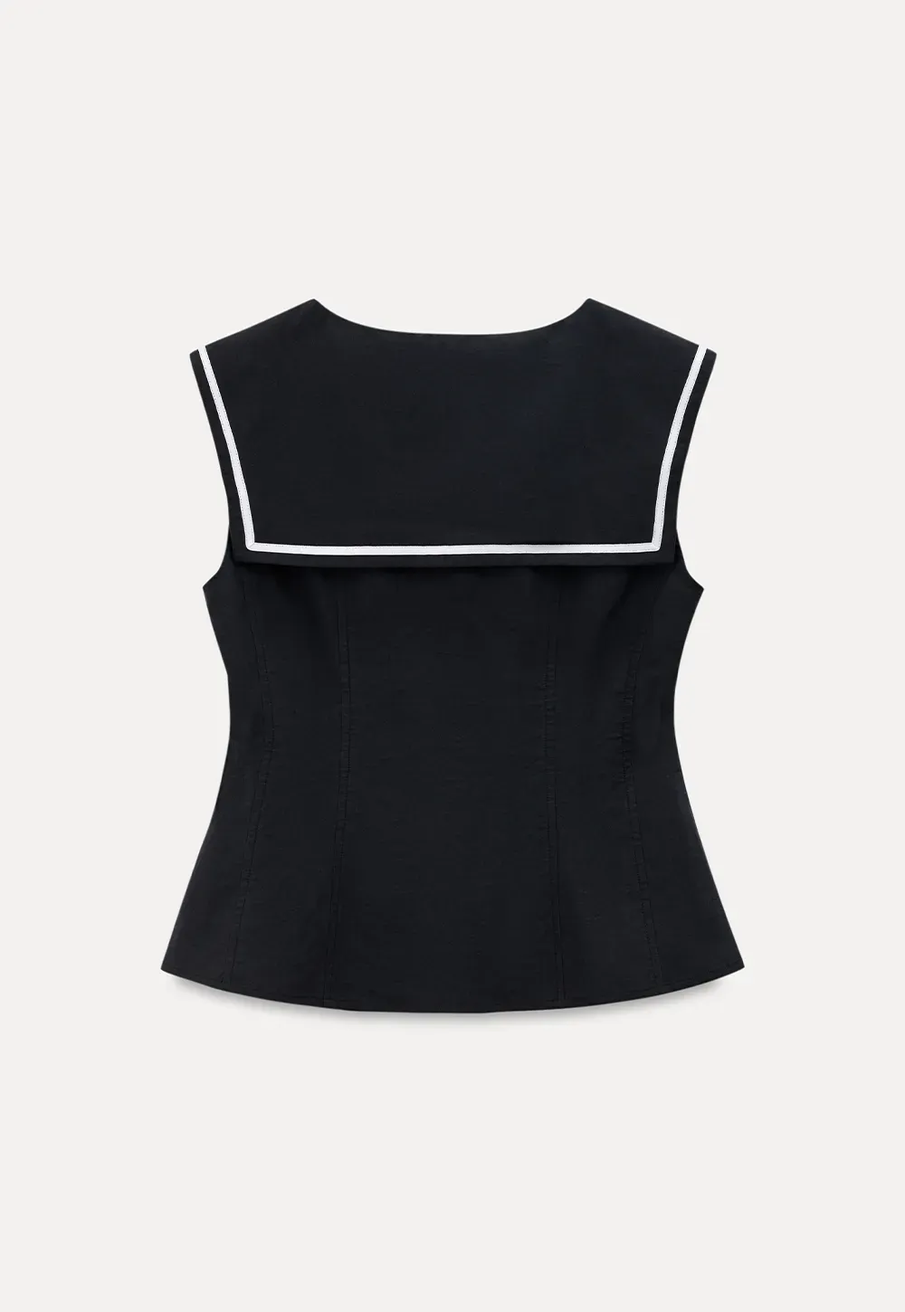 Sailor Collar Drawstring Front Sleeveless Top