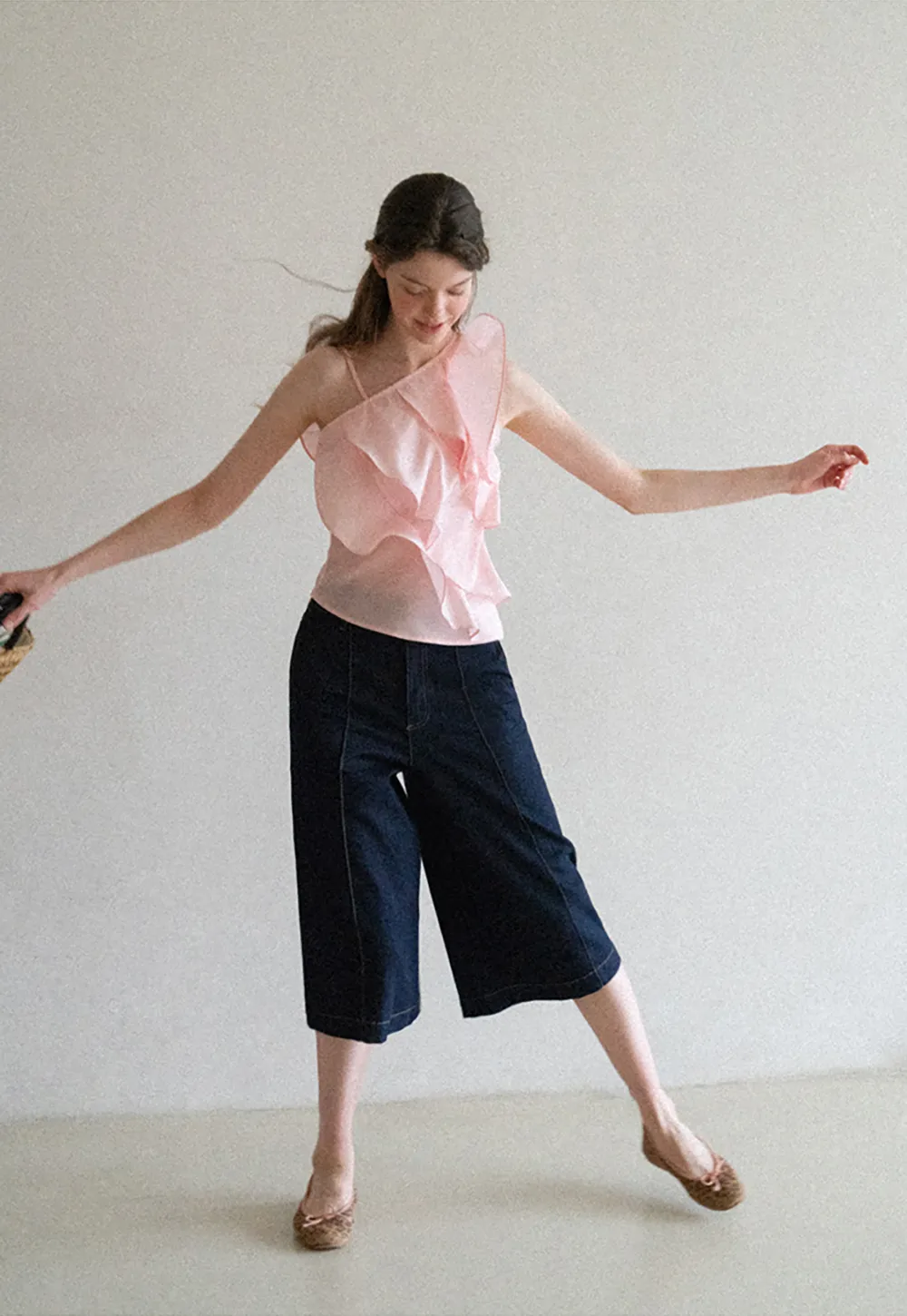 Asymmetrical Ruffled One Shoulder Tank Top