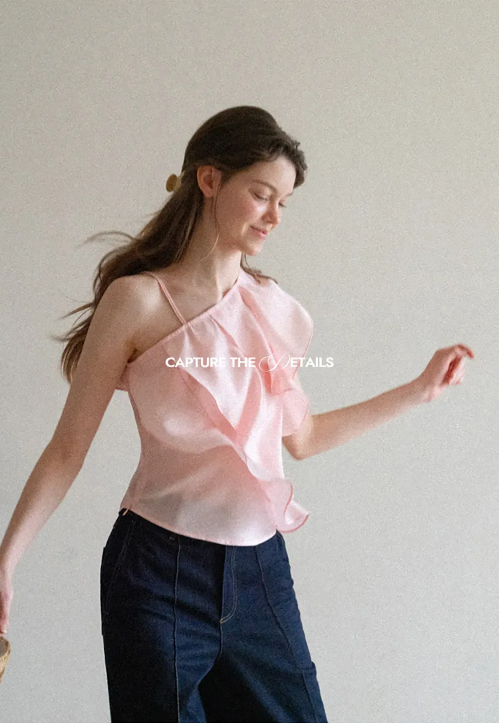 Asymmetrical Ruffled One Shoulder Tank Top