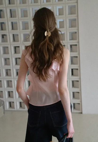 Asymmetrical Ruffled One Shoulder Tank Top