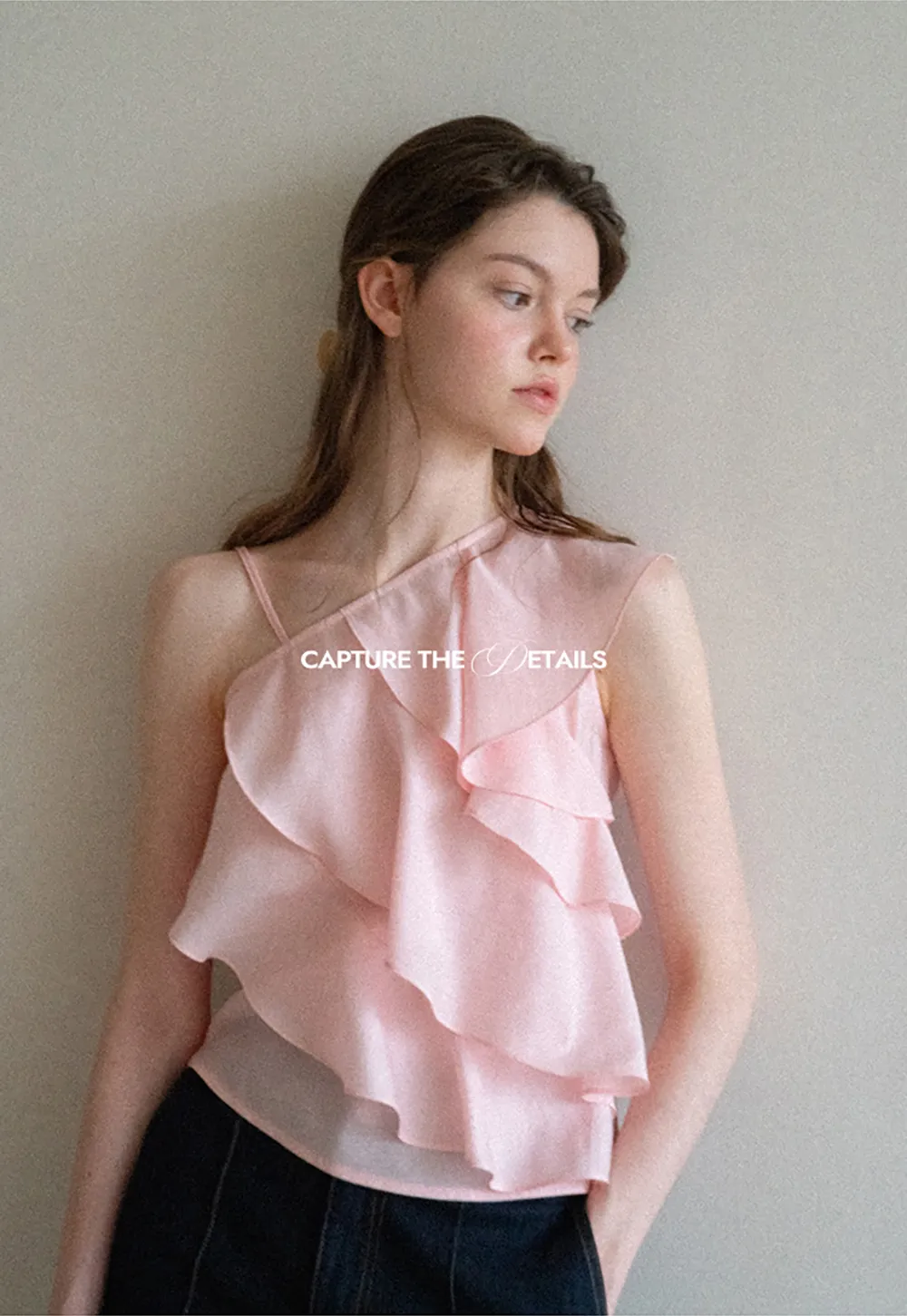 Asymmetrical Ruffled One Shoulder Tank Top