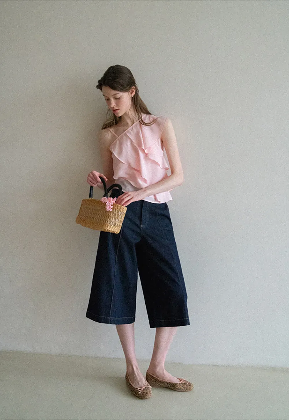 Asymmetrical Ruffled One Shoulder Tank Top