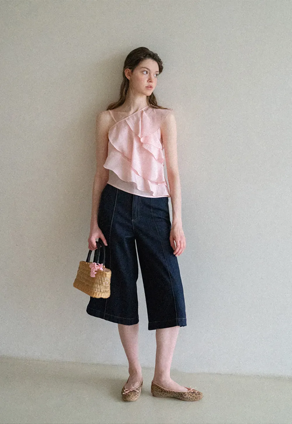 Asymmetrical Ruffled One Shoulder Tank Top