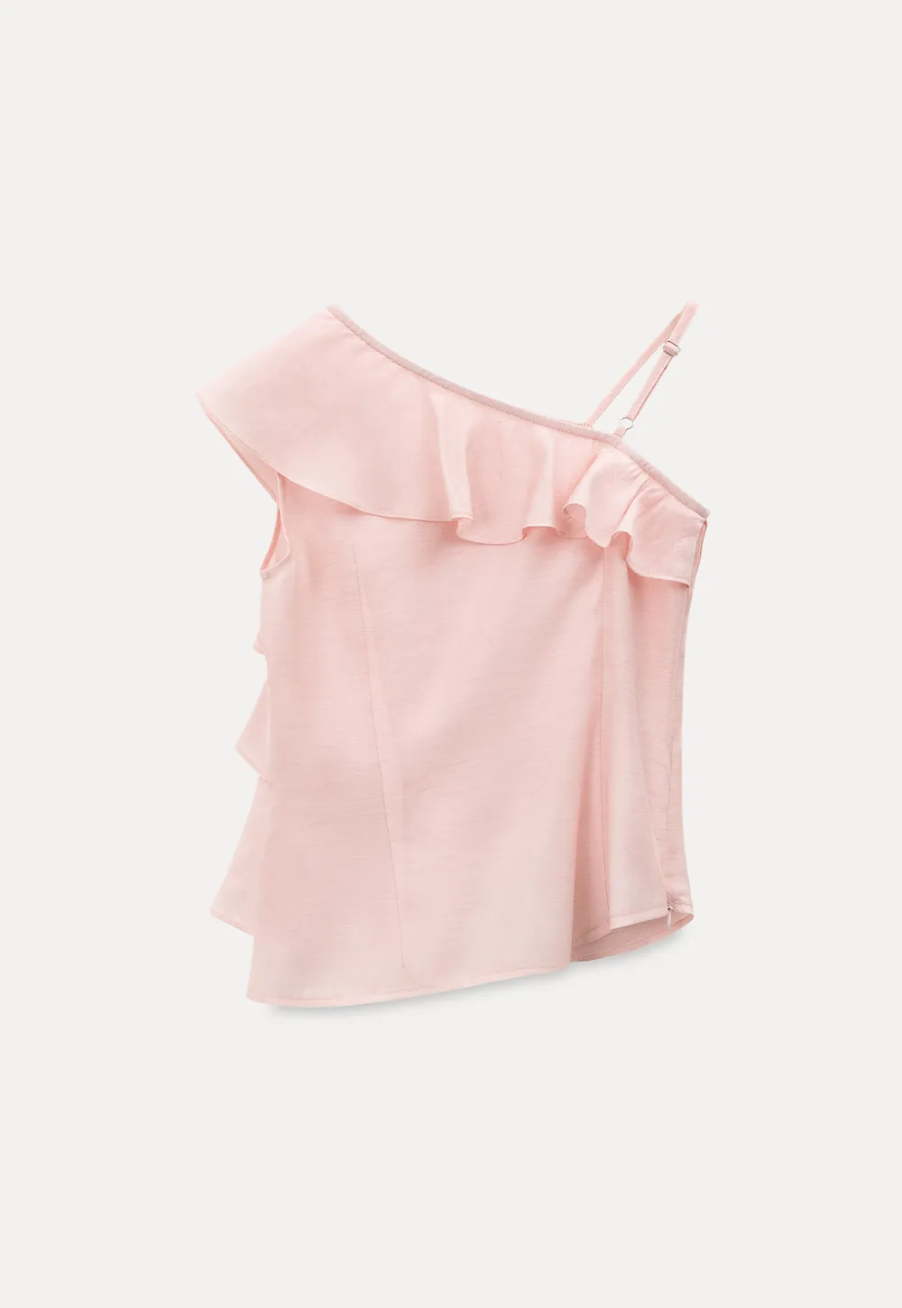 Asymmetrical Ruffled One Shoulder Tank Top