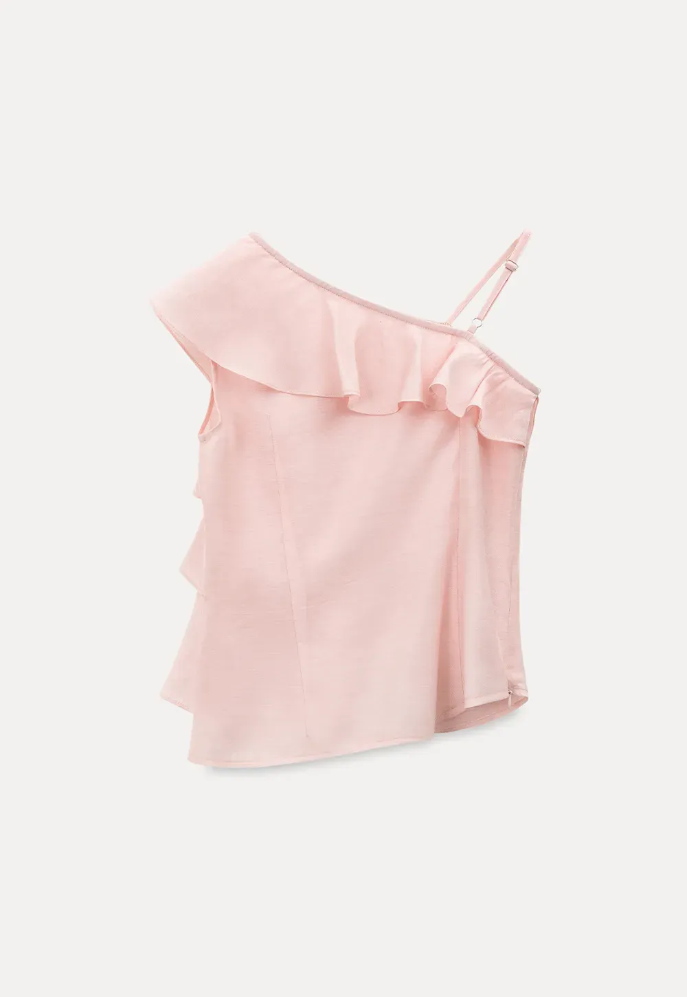 Asymmetrical Ruffled One Shoulder Tank Top