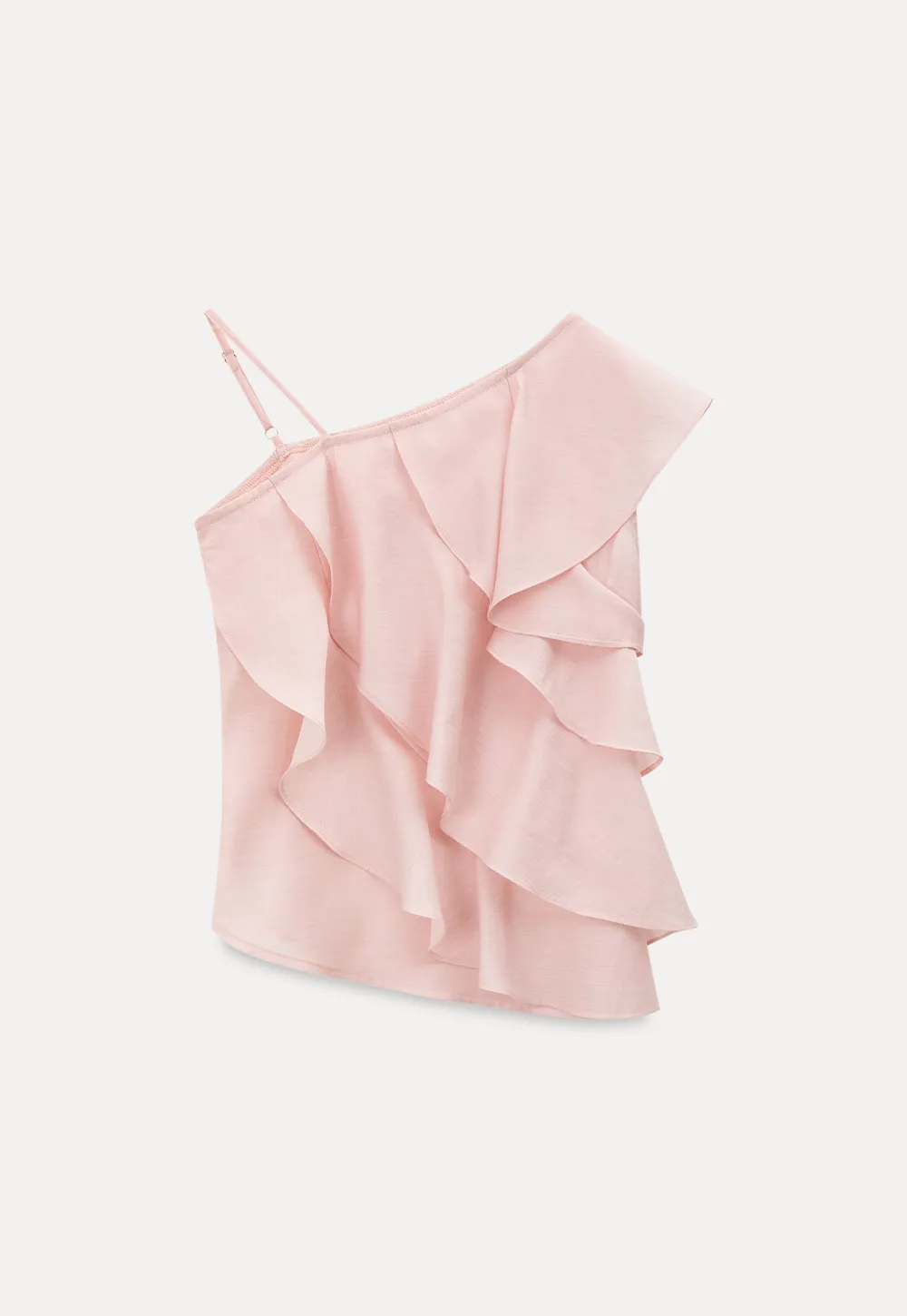 Asymmetrical Ruffled One Shoulder Tank Top