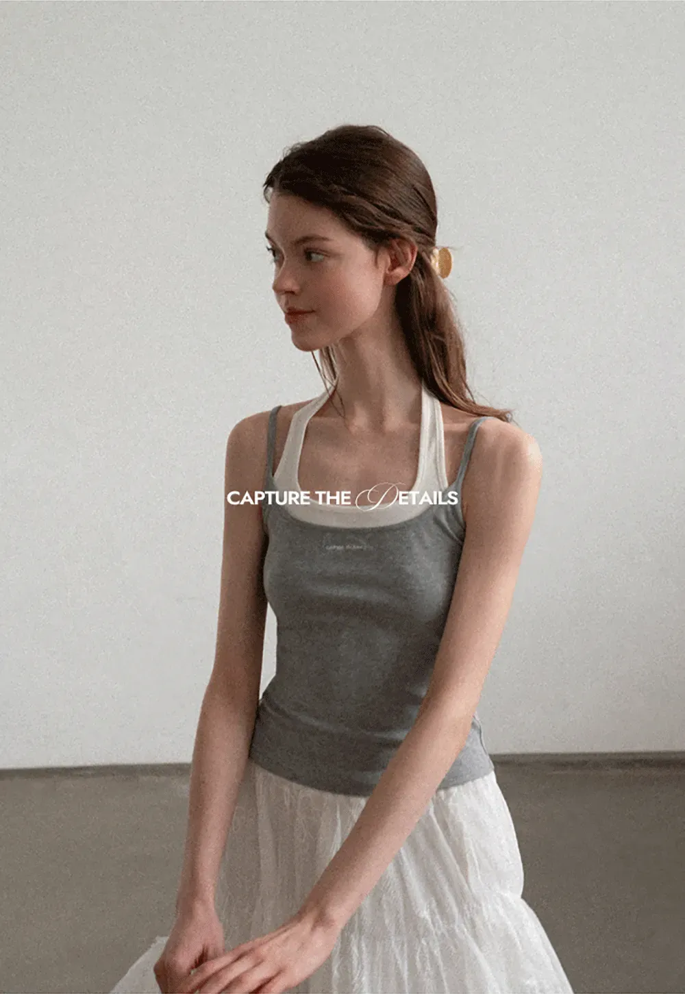 Contrast Trim Halter Neck Tank Top