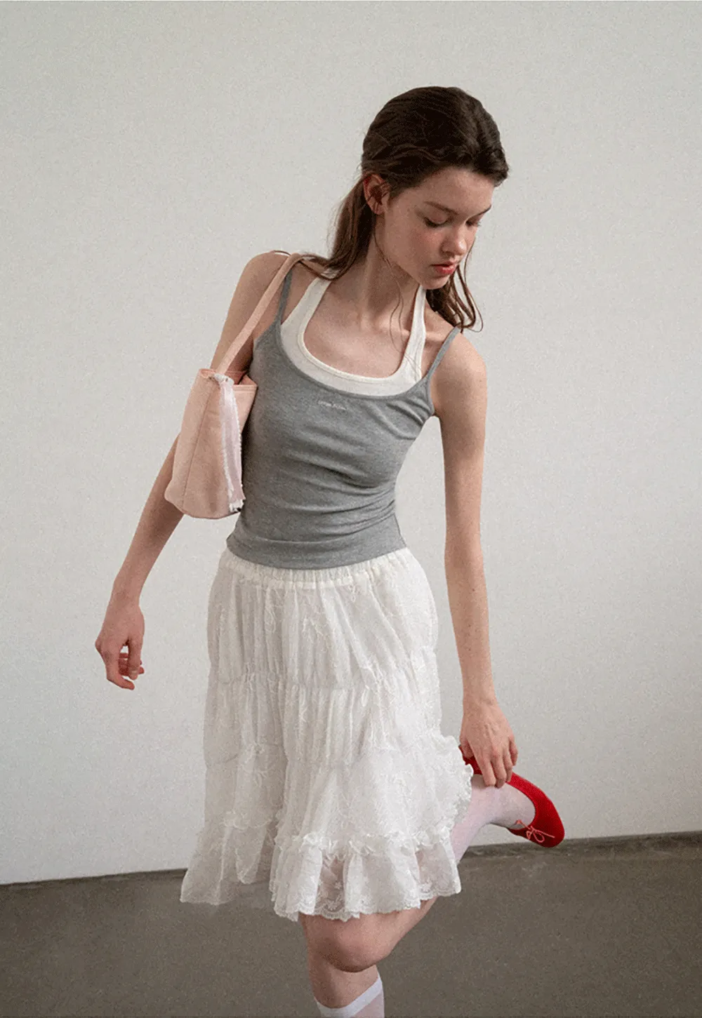 Contrast Trim Halter Neck Tank Top