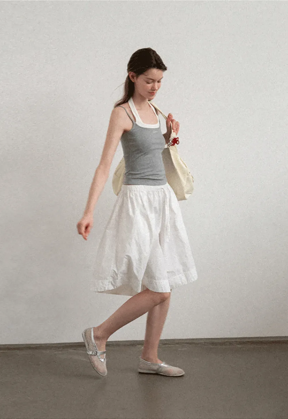 Contrast Trim Halter Neck Tank Top