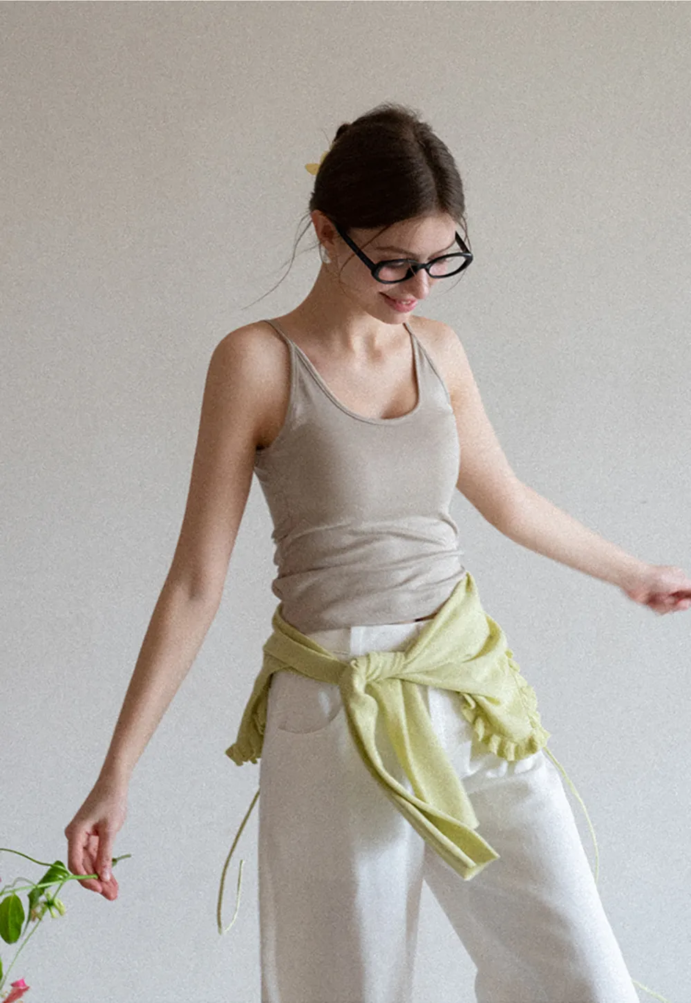 Lace Back Tank Top with Thin Straps